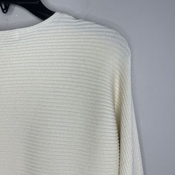 LOVE WHIT Crisscross Sweater Women XS Ivory Side Stripe Pullover Boat Neck - Picture 8 of 14